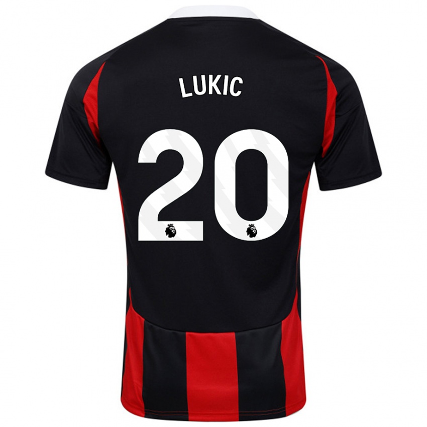 Niño Camiseta Saša Lukić #20 Negro Rojo 2ª Equipación 2024/25 La Camisa Argentina