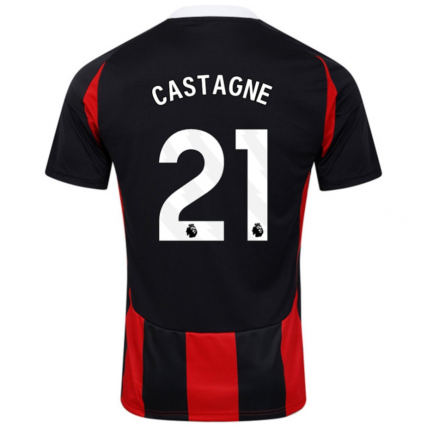 Niño Camiseta Timothy Castagne #21 Negro Rojo 2ª Equipación 2024/25 La Camisa Argentina