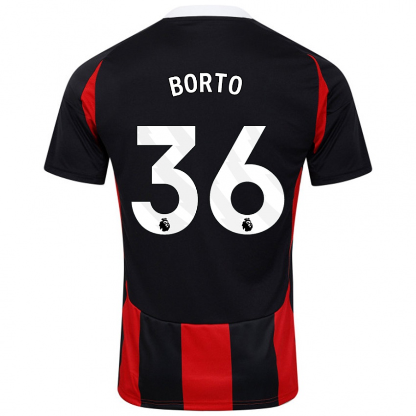 Niño Camiseta Alex Borto #36 Negro Rojo 2ª Equipación 2024/25 La Camisa Argentina