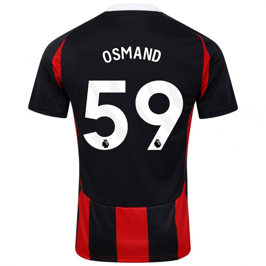 Niño Camiseta Callum Osmand #59 Negro Rojo 2ª Equipación 2024/25 La Camisa Argentina