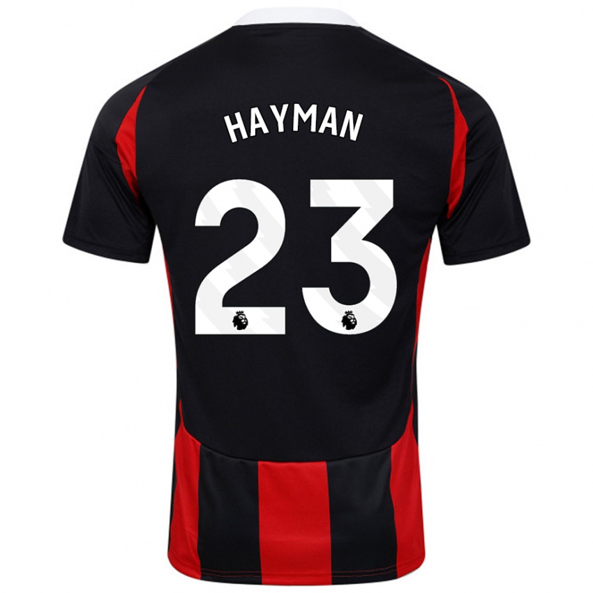 Niño Camiseta Alex Hayman #23 Negro Rojo 2ª Equipación 2024/25 La Camisa Argentina