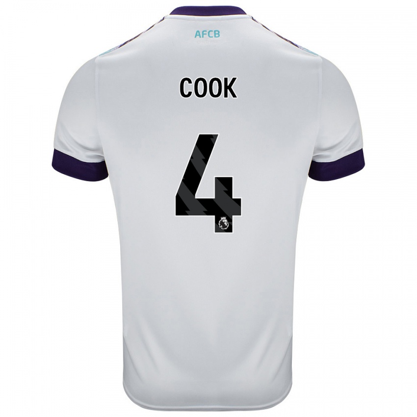 Niño Camiseta Lewis Cook #4 Blanco Verde Púrpura 2ª Equipación 2024/25 La Camisa Argentina