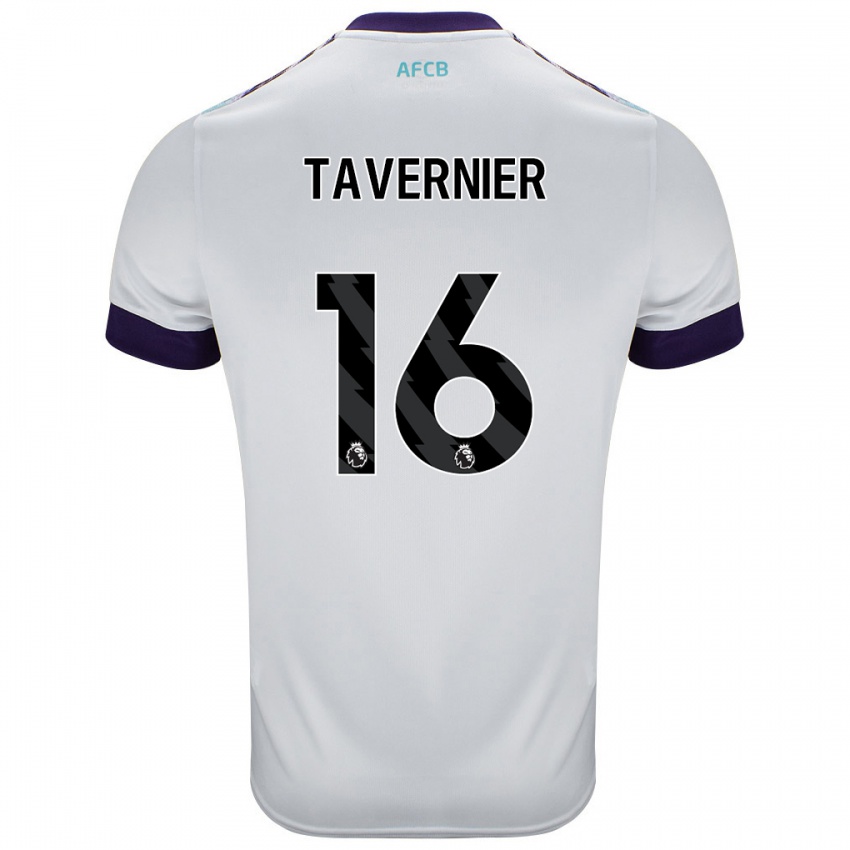 Niño Camiseta Marcus Tavernier #16 Blanco Verde Púrpura 2ª Equipación 2024/25 La Camisa Argentina