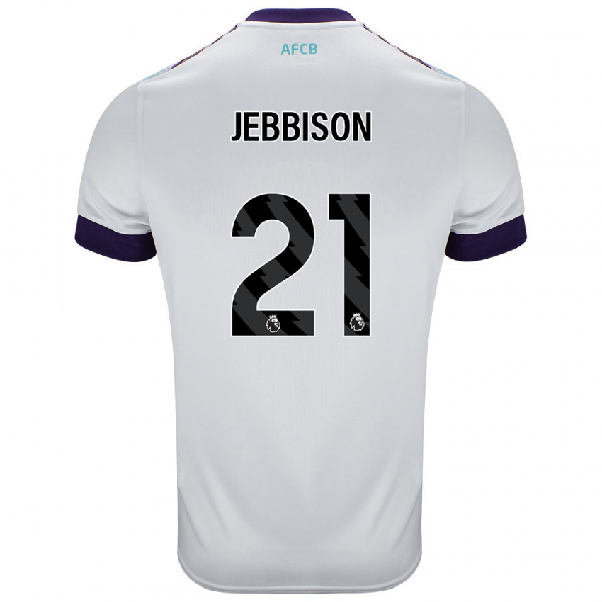 Niño Camiseta Daniel Jebbison #21 Blanco Verde Púrpura 2ª Equipación 2024/25 La Camisa Argentina