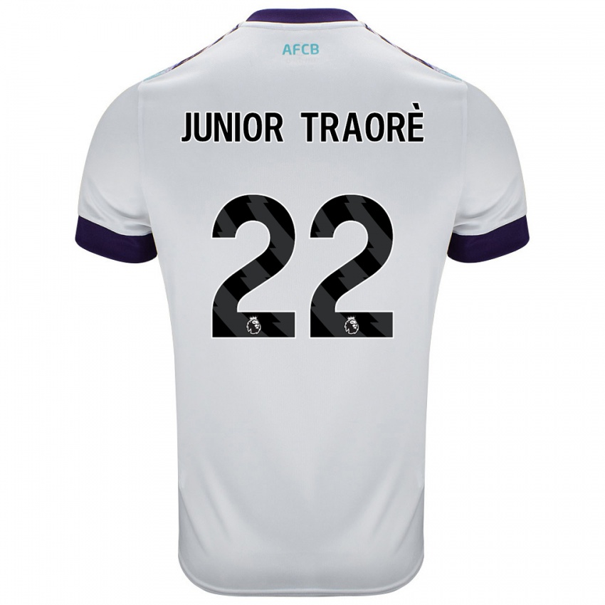 Niño Camiseta Hamed Junior Traorè #22 Blanco Verde Púrpura 2ª Equipación 2024/25 La Camisa Argentina