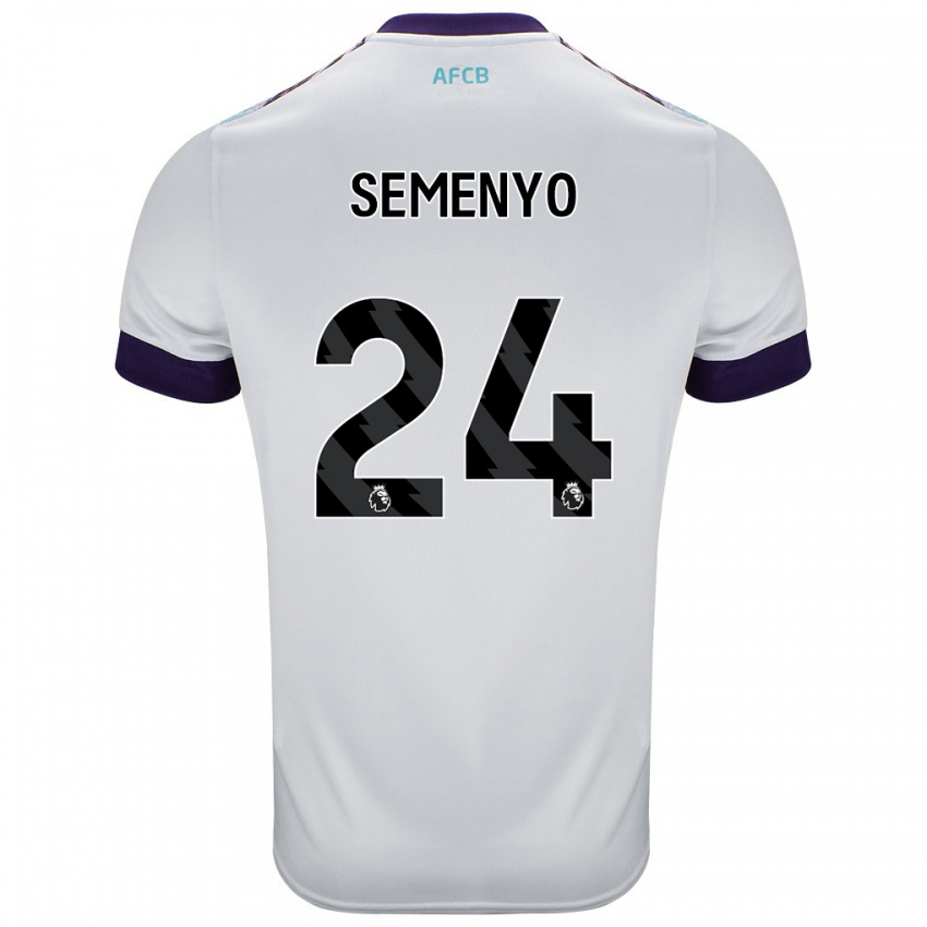 Niño Camiseta Antoine Semenyo #24 Blanco Verde Púrpura 2ª Equipación 2024/25 La Camisa Argentina