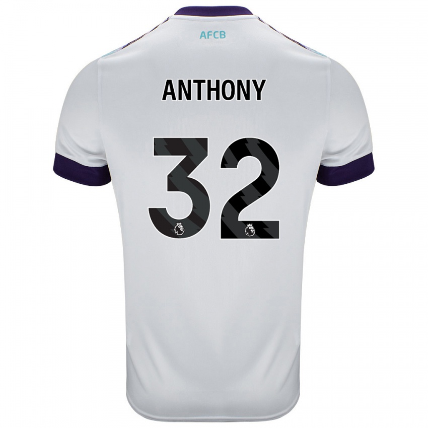 Niño Camiseta Jaidon Anthony #32 Blanco Verde Púrpura 2ª Equipación 2024/25 La Camisa Argentina