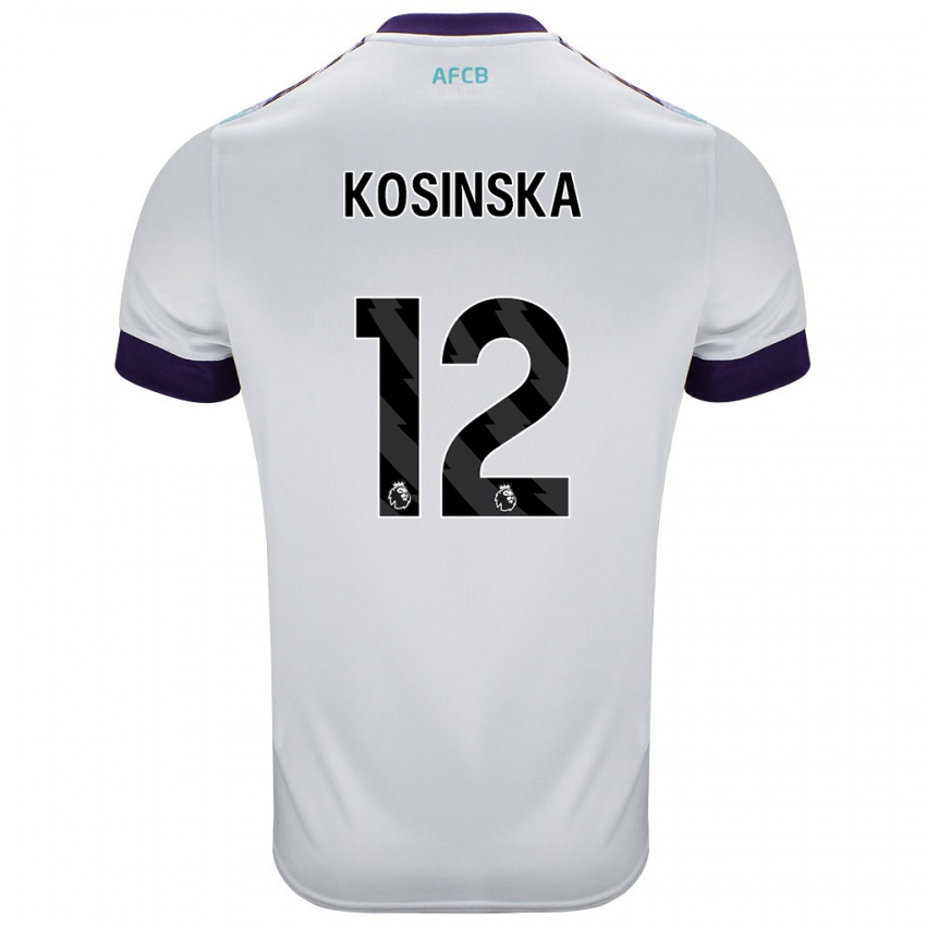 Niño Camiseta Daniela Kosinska #12 Blanco Verde Púrpura 2ª Equipación 2024/25 La Camisa Argentina