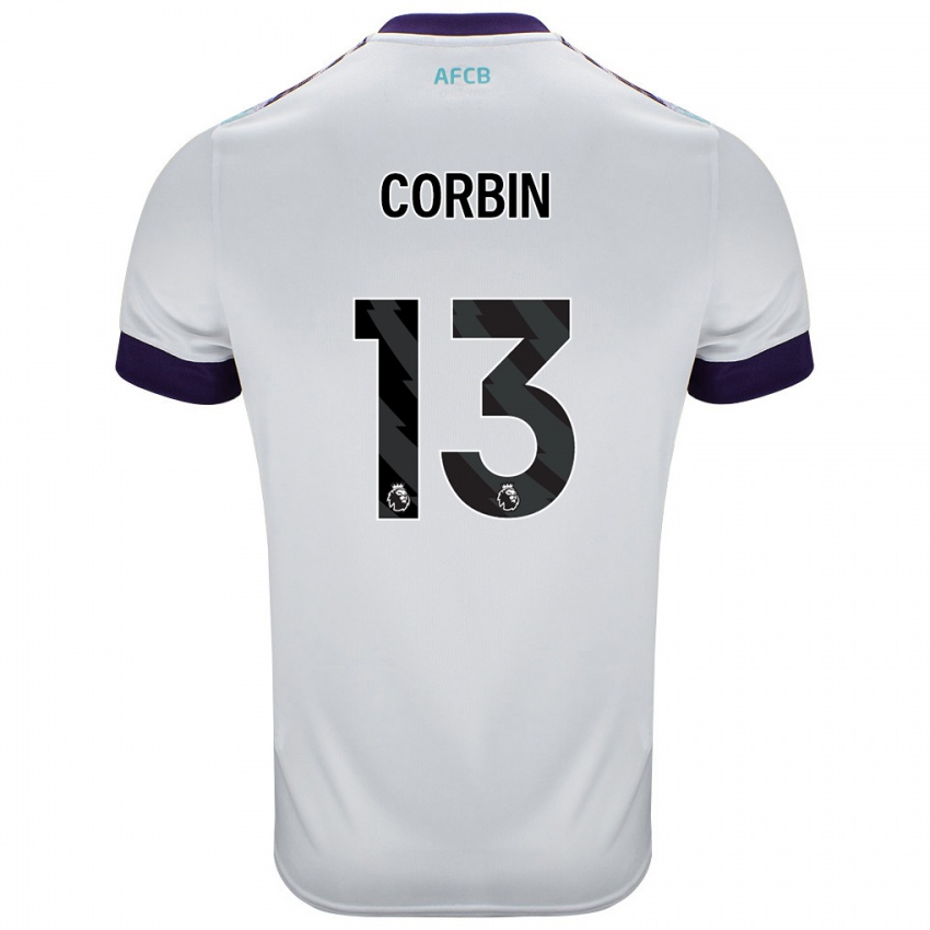 Niño Camiseta Helen Corbin #13 Blanco Verde Púrpura 2ª Equipación 2024/25 La Camisa Argentina