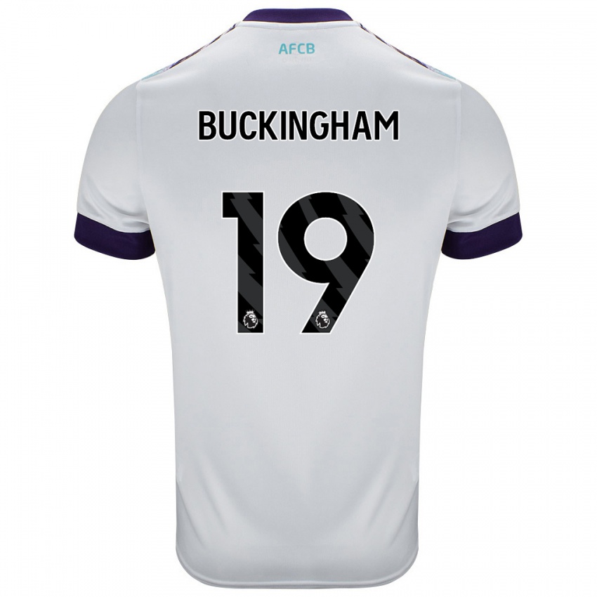 Niño Camiseta Alisha Buckingham #19 Blanco Verde Púrpura 2ª Equipación 2024/25 La Camisa Argentina