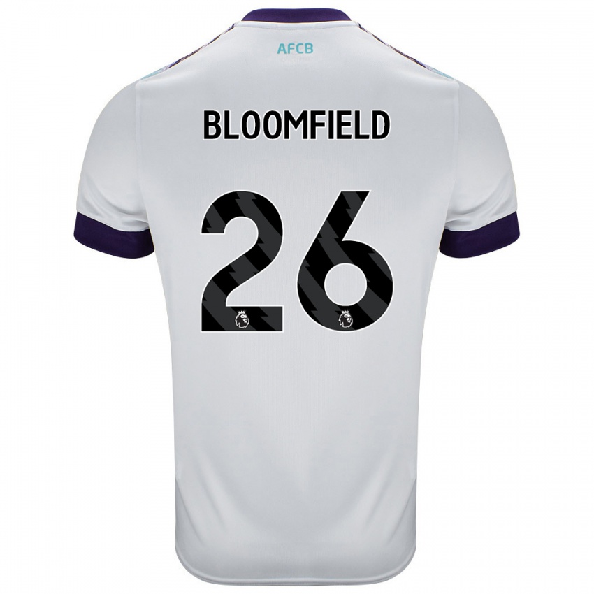 Niño Camiseta Erin Bloomfield #26 Blanco Verde Púrpura 2ª Equipación 2024/25 La Camisa Argentina