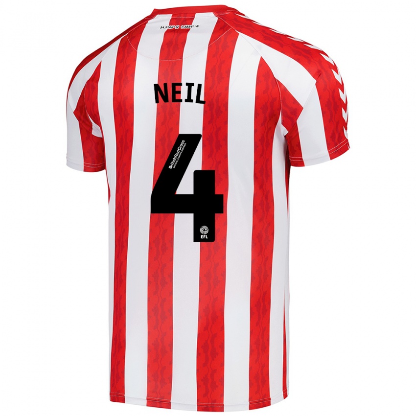 Hombre Camiseta Dan Neil #4 Rojo Blanco 1ª Equipación 2024/25 La Camisa Argentina