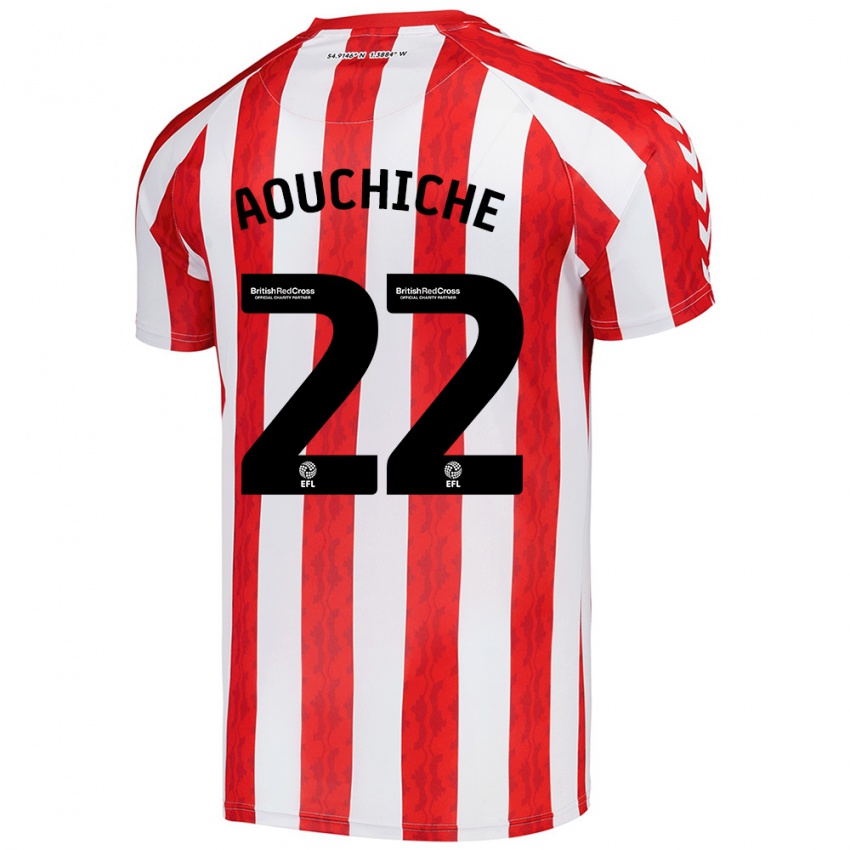 Hombre Camiseta Adil Aouchiche #22 Rojo Blanco 1ª Equipación 2024/25 La Camisa Argentina