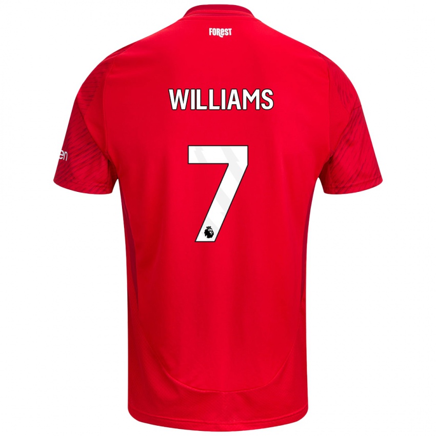 Hombre Camiseta Neco Williams #7 Rojo Blanco 1ª Equipación 2024/25 La Camisa Argentina