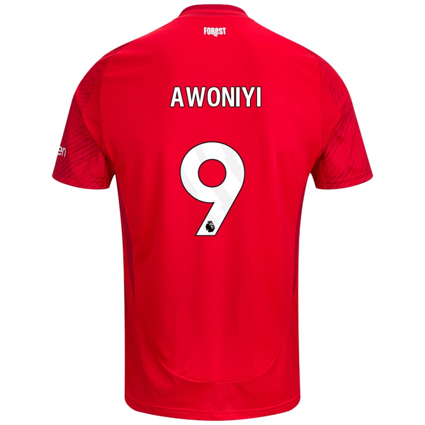 Hombre Camiseta Taiwo Awoniyi #9 Rojo Blanco 1ª Equipación 2024/25 La Camisa Argentina