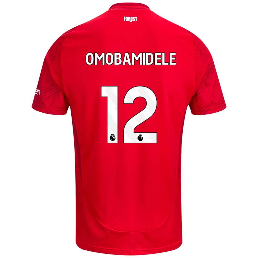 Hombre Camiseta Andrew Omobamidele #12 Rojo Blanco 1ª Equipación 2024/25 La Camisa Argentina