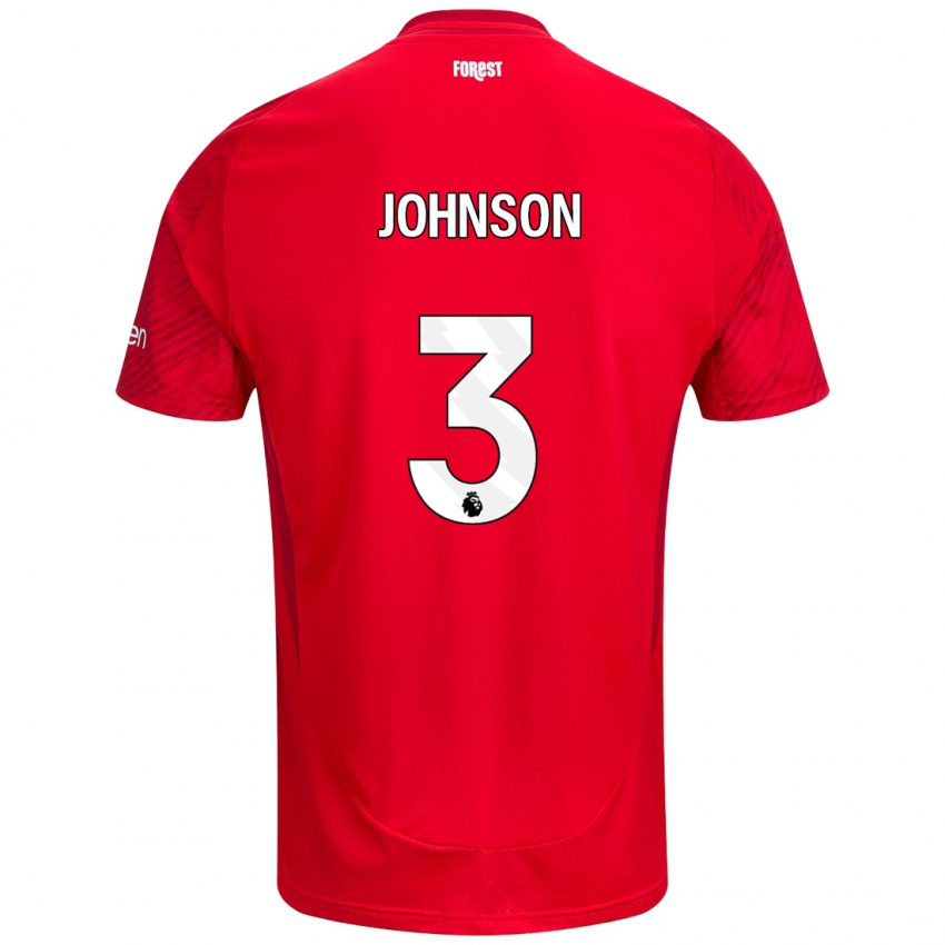 Hombre Camiseta Nat Johnson #3 Rojo Blanco 1ª Equipación 2024/25 La Camisa Argentina