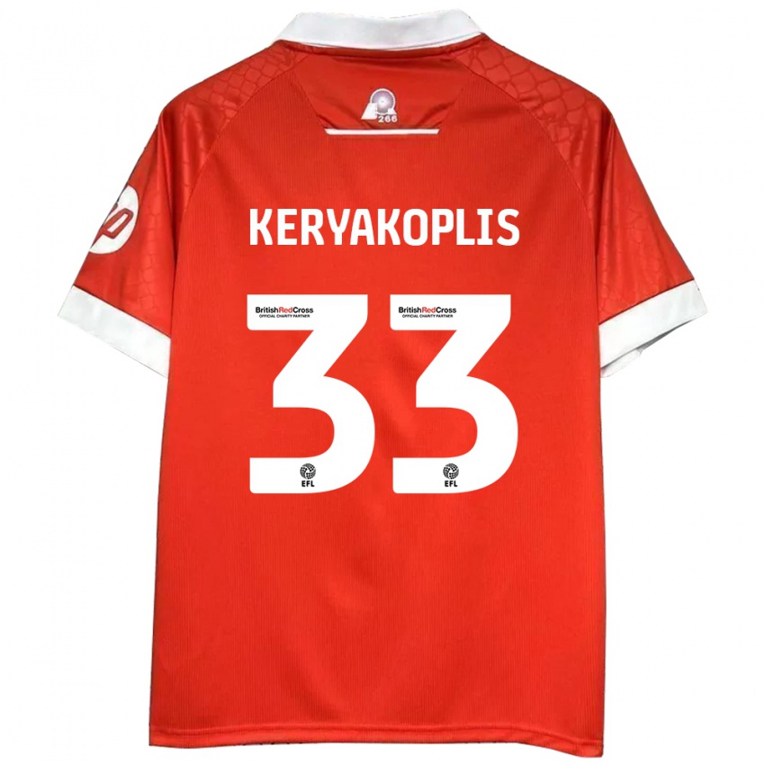 Hombre Camiseta Hannah Keryakoplis #33 Rojo Blanco 1ª Equipación 2024/25 La Camisa Argentina