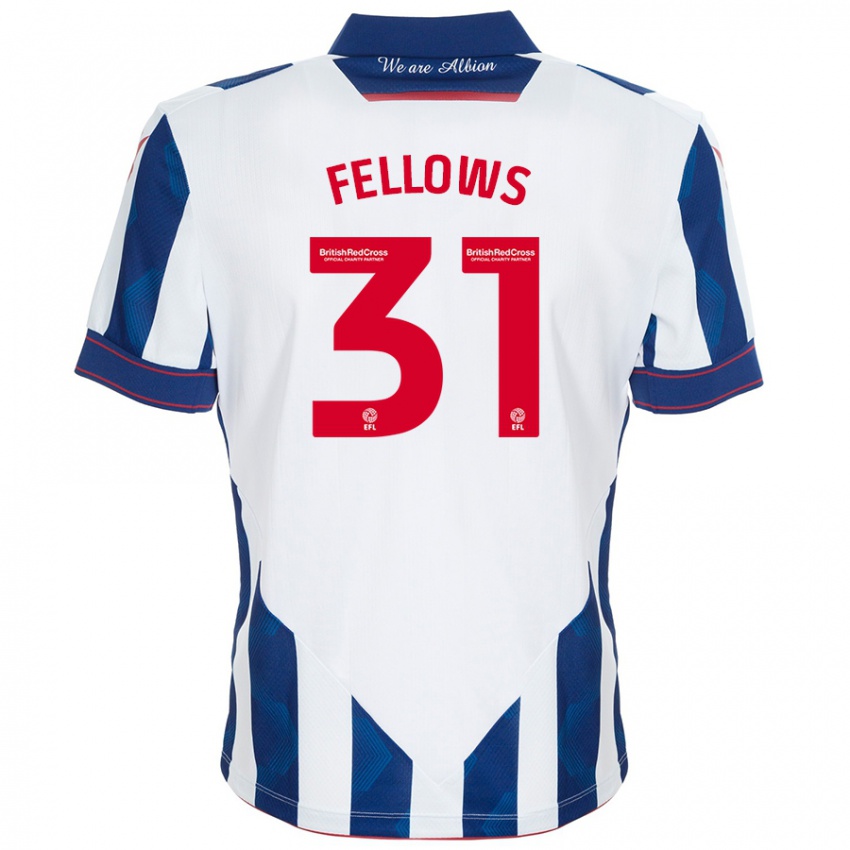 Hombre Camiseta Tom Fellows #31 Blanco Azul Oscuro 1ª Equipación 2024/25 La Camisa Argentina