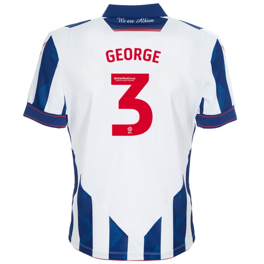 Hombre Camiseta Hannah George #3 Blanco Azul Oscuro 1ª Equipación 2024/25 La Camisa Argentina