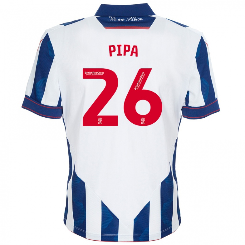 Hombre Camiseta Pipa #26 Blanco Azul Oscuro 1ª Equipación 2024/25 La Camisa Argentina