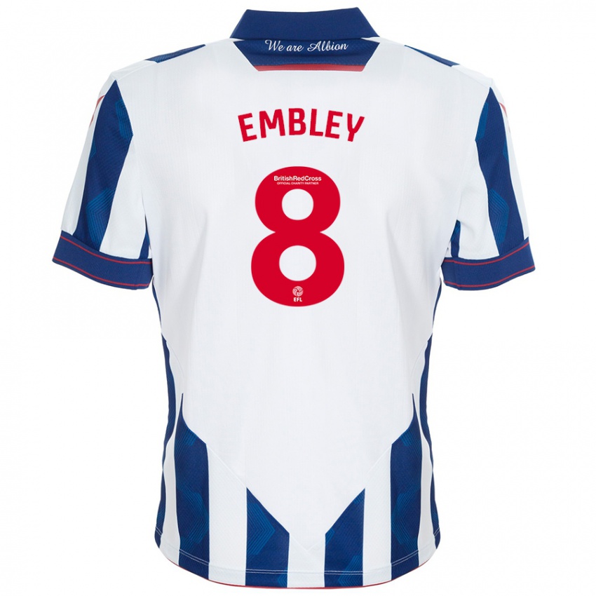 Hombre Camiseta Rosie Embley #8 Blanco Azul Oscuro 1ª Equipación 2024/25 La Camisa Argentina