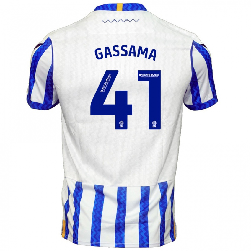 Hombre Camiseta Djeidi Gassama #41 Azul Blanco 1ª Equipación 2024/25 La Camisa Argentina