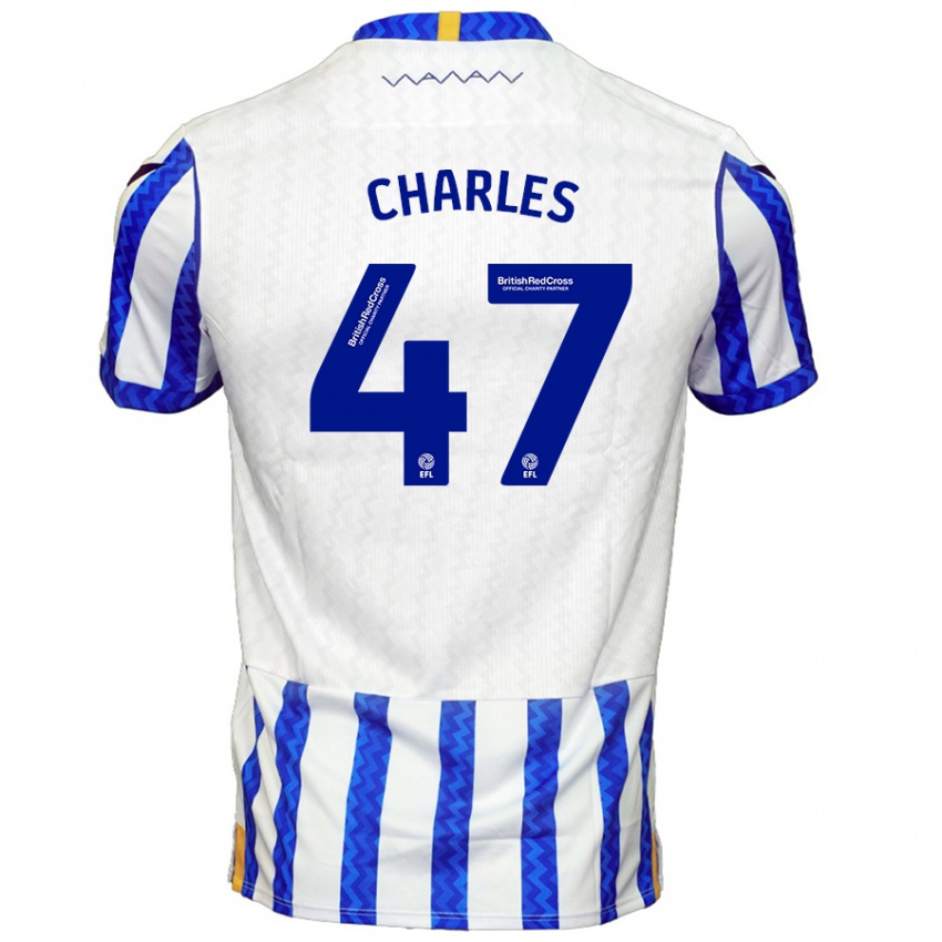 Hombre Camiseta Pierce Charles #47 Azul Blanco 1ª Equipación 2024/25 La Camisa Argentina