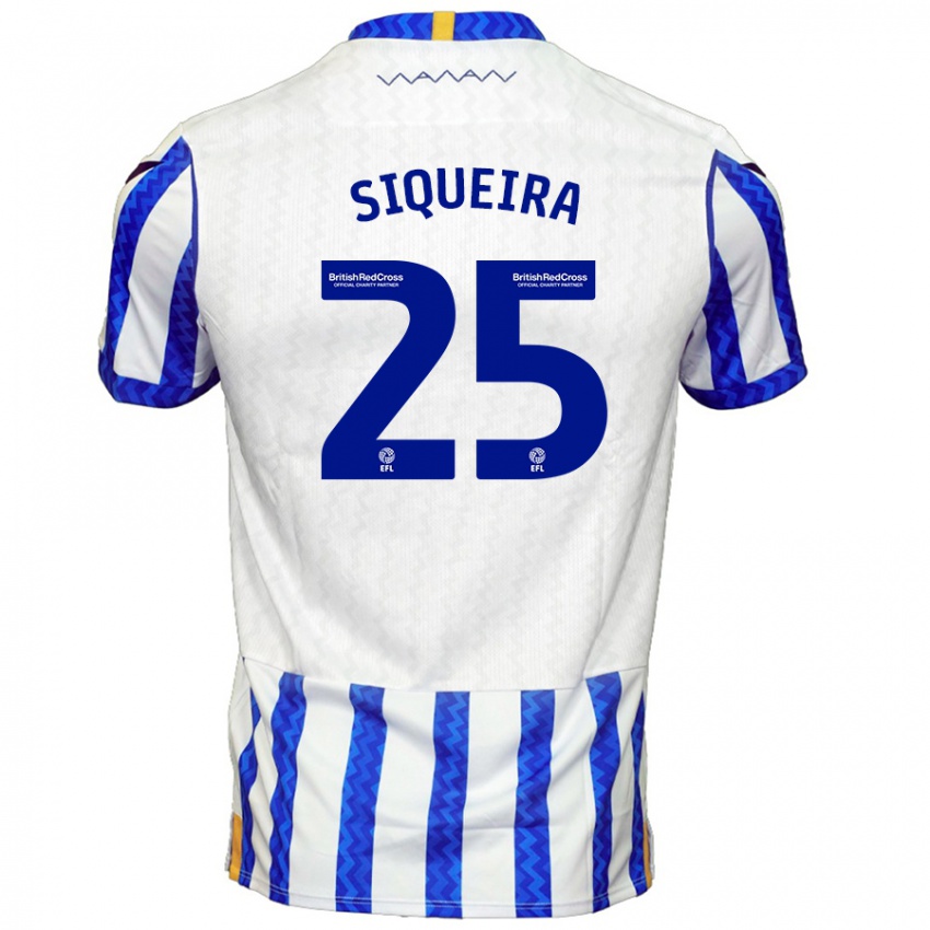 Hombre Camiseta Guilherme Siqueira #25 Azul Blanco 1ª Equipación 2024/25 La Camisa Argentina