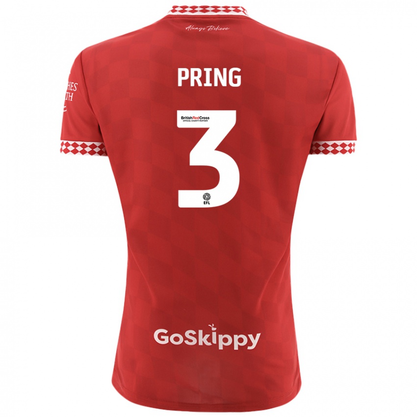 Hombre Camiseta Cameron Pring #3 Rojo 1ª Equipación 2024/25 La Camisa Argentina