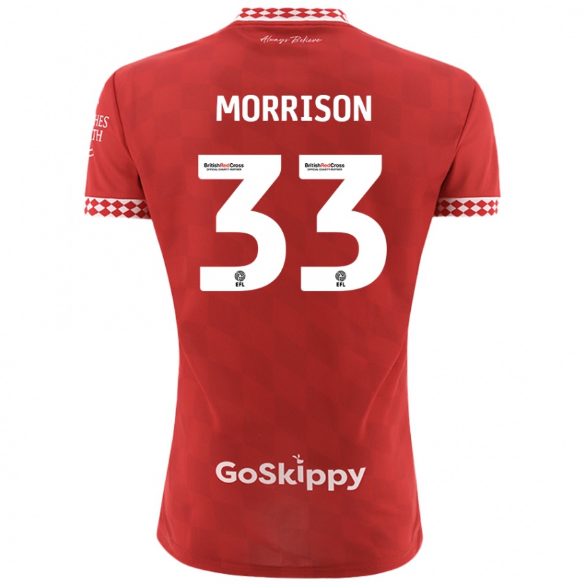 Hombre Camiseta Elijah Morrison #33 Rojo 1ª Equipación 2024/25 La Camisa Argentina