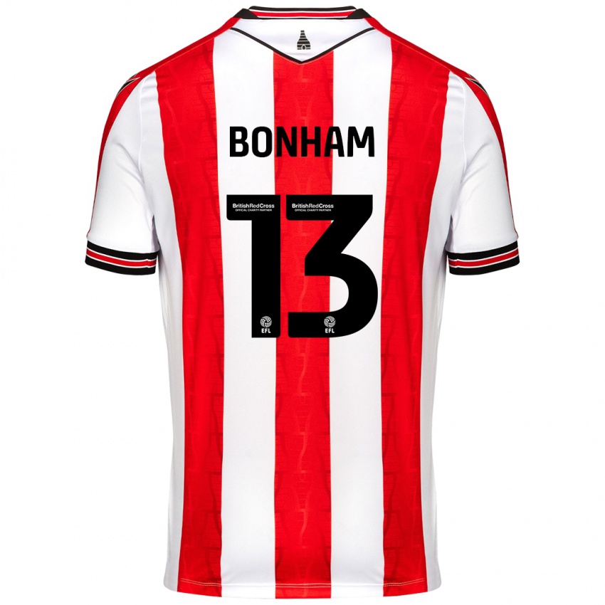 Hombre Camiseta Jack Bonham #13 Rojo Blanco 1ª Equipación 2024/25 La Camisa Argentina