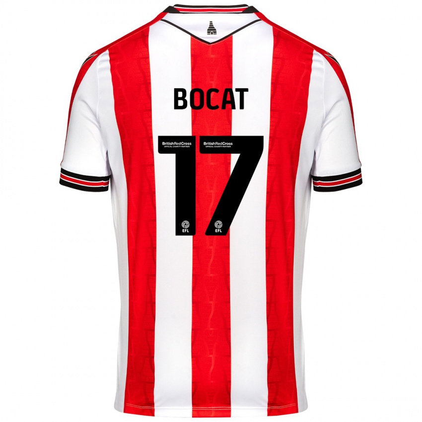 Hombre Camiseta Eric-Junior Bocat #17 Rojo Blanco 1ª Equipación 2024/25 La Camisa Argentina