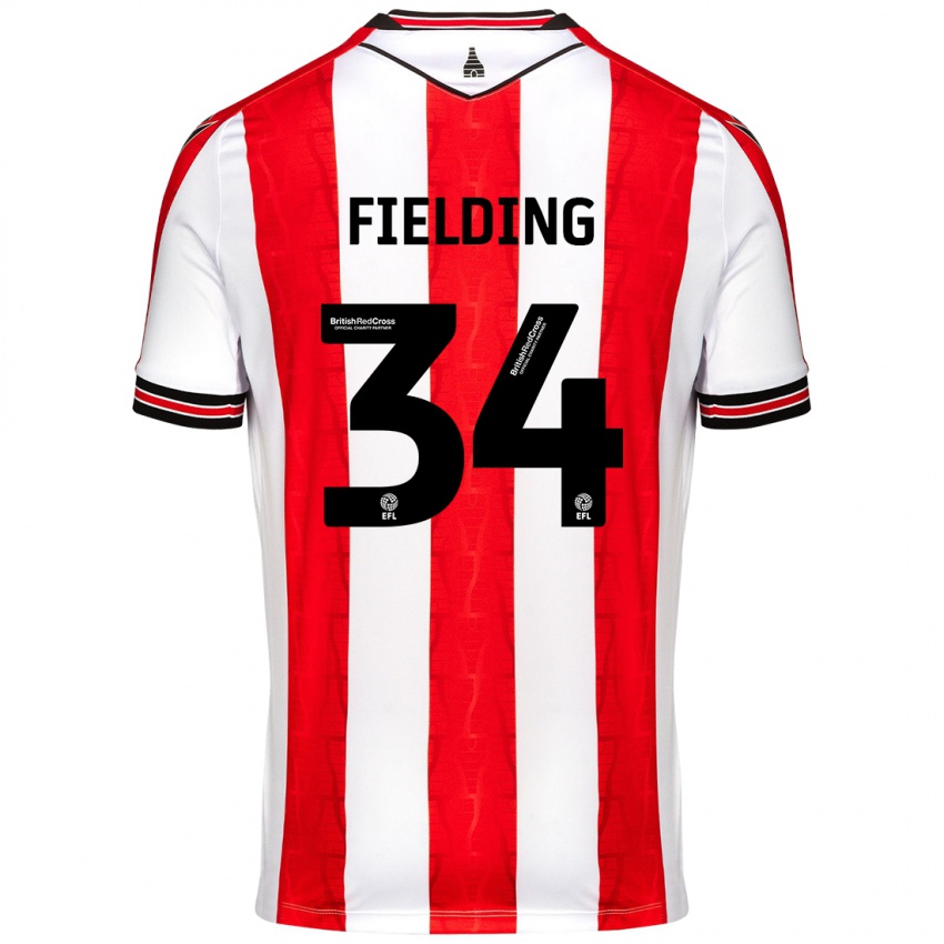 Hombre Camiseta Frank Fielding #34 Rojo Blanco 1ª Equipación 2024/25 La Camisa Argentina