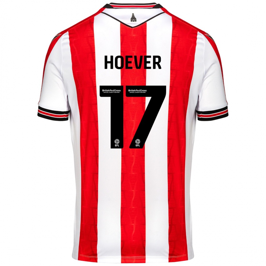 Hombre Camiseta Ki-Jana Hoever #17 Rojo Blanco 1ª Equipación 2024/25 La Camisa Argentina