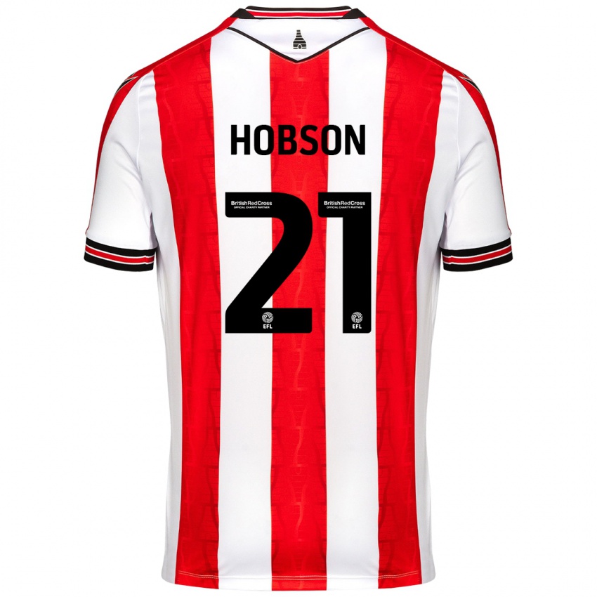 Hombre Camiseta Elizabeth Hobson #21 Rojo Blanco 1ª Equipación 2024/25 La Camisa Argentina