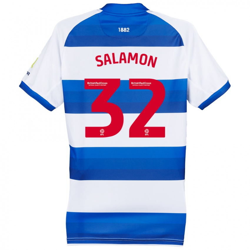 Hombre Camiseta Matteo Salamon #32 Blanco Azul 1ª Equipación 2024/25 La Camisa Argentina