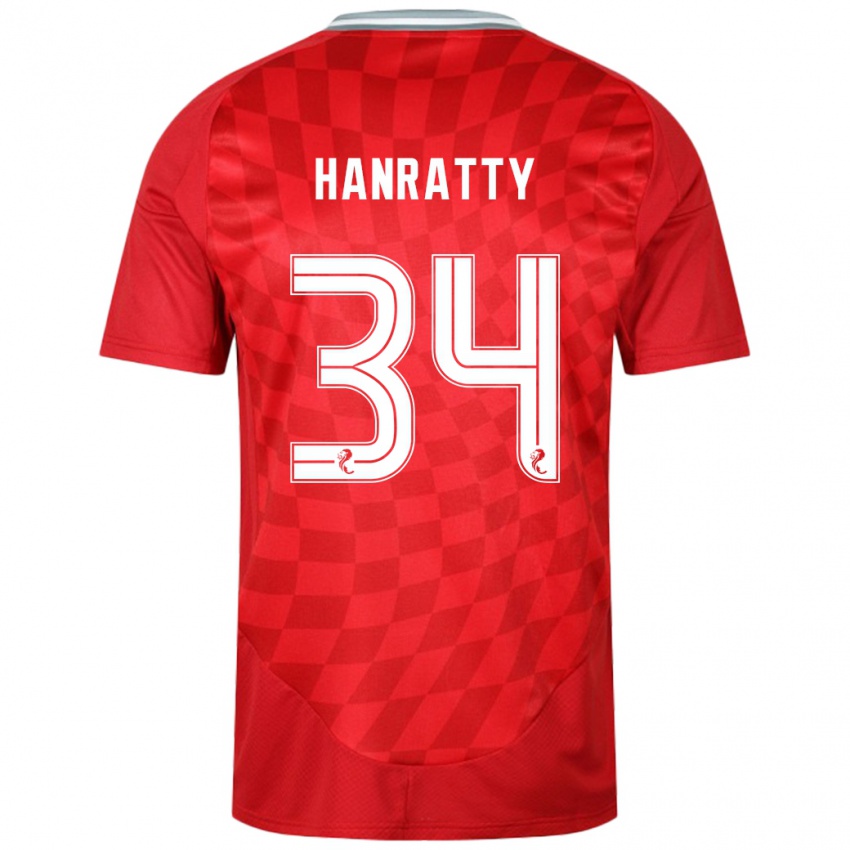 Hombre Camiseta Kevin Hanratty #34 Rojo 1ª Equipación 2024/25 La Camisa Argentina