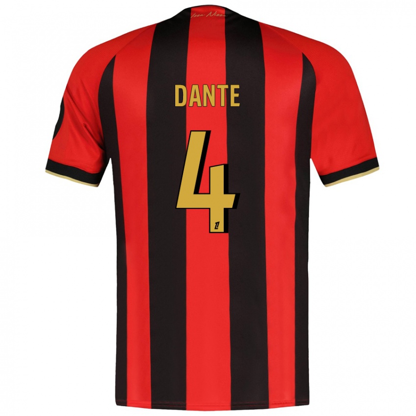 Hombre Camiseta Dante #4 Rojo Negro 1ª Equipación 2024/25 La Camisa Argentina