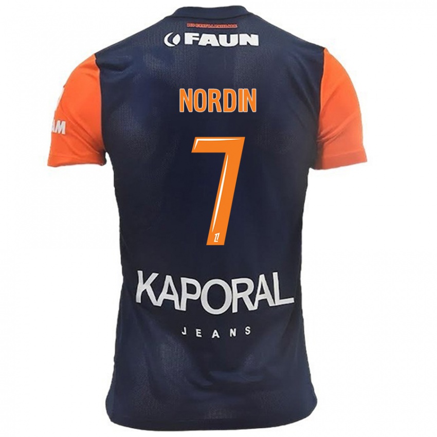 Hombre Camiseta Arnaud Nordin #7 Azul Marino Naranja 1ª Equipación 2024/25 La Camisa Argentina