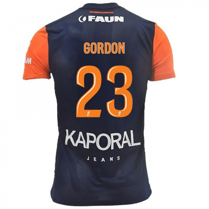 Hombre Camiseta Sh'nia Gordon #23 Azul Marino Naranja 1ª Equipación 2024/25 La Camisa Argentina