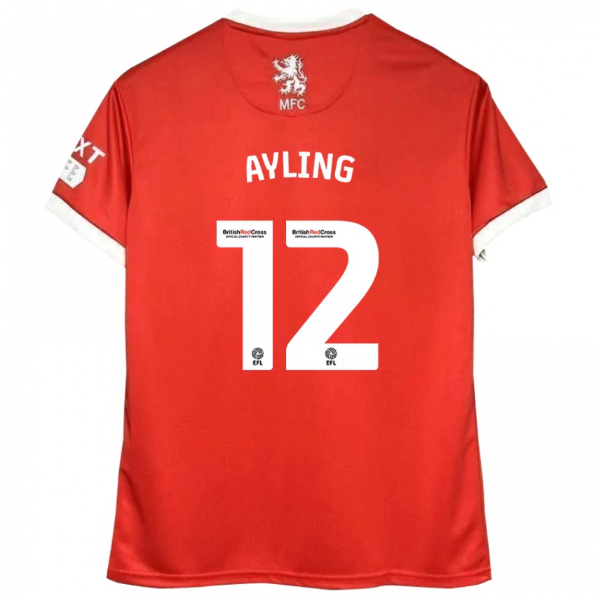 Hombre Camiseta Luke Ayling #12 Rojo Blanco 1ª Equipación 2024/25 La Camisa Argentina