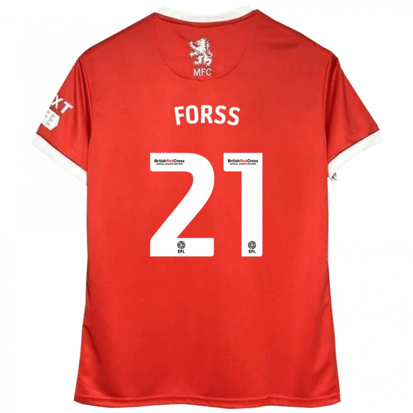 Hombre Camiseta Marcus Forss #21 Rojo Blanco 1ª Equipación 2024/25 La Camisa Argentina