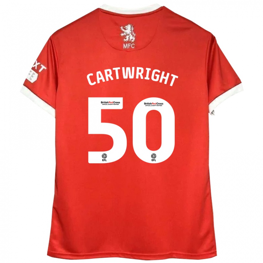 Hombre Camiseta Fin Cartwright #50 Rojo Blanco 1ª Equipación 2024/25 La Camisa Argentina