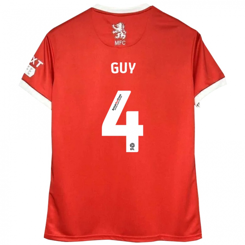 Hombre Camiseta Bethany Guy #4 Rojo Blanco 1ª Equipación 2024/25 La Camisa Argentina