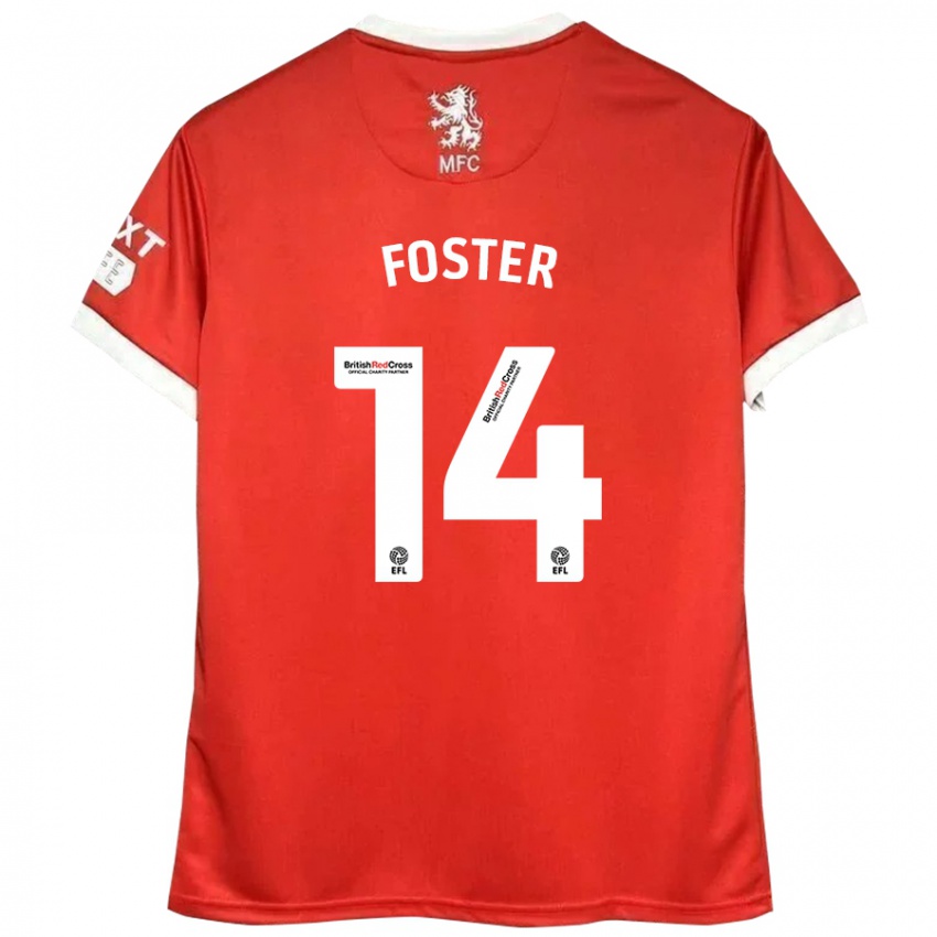 Hombre Camiseta Emma Foster #14 Rojo Blanco 1ª Equipación 2024/25 La Camisa Argentina