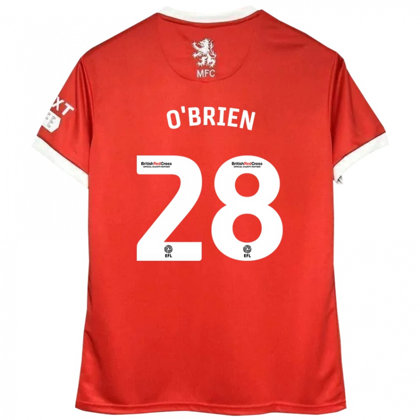 Hombre Camiseta Lewis O'brien #28 Rojo Blanco 1ª Equipación 2024/25 La Camisa Argentina