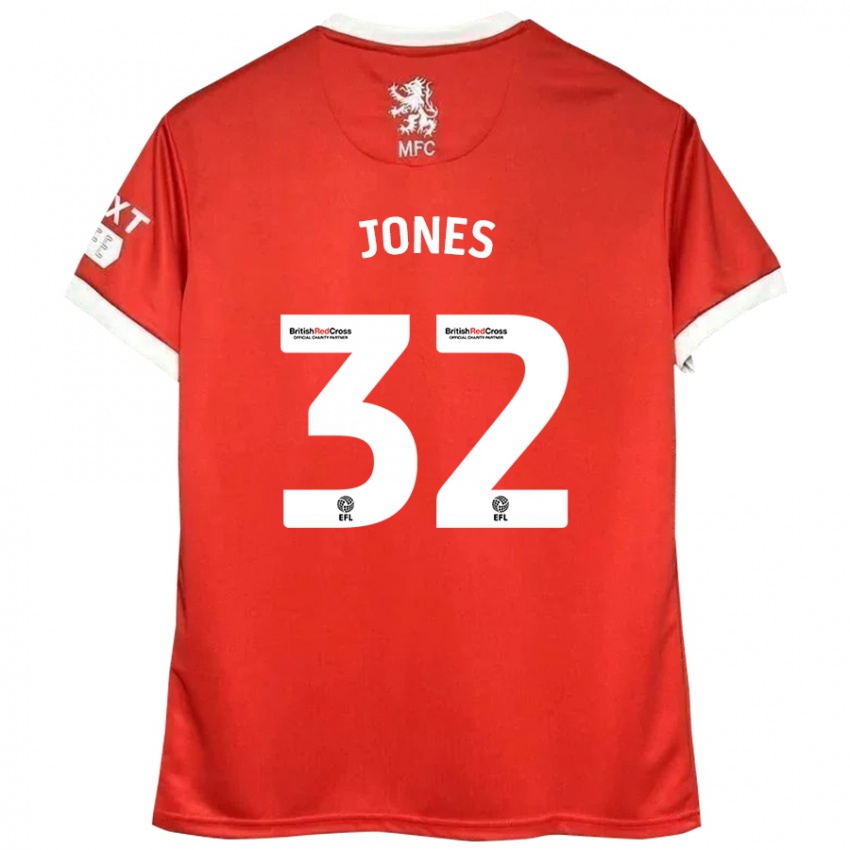 Hombre Camiseta Jamie Jones #32 Rojo Blanco 1ª Equipación 2024/25 La Camisa Argentina