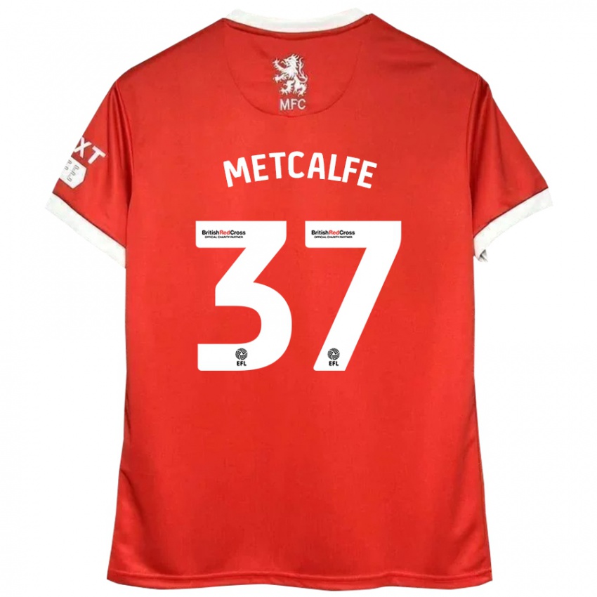 Hombre Camiseta Max Metcalfe #37 Rojo Blanco 1ª Equipación 2024/25 La Camisa Argentina