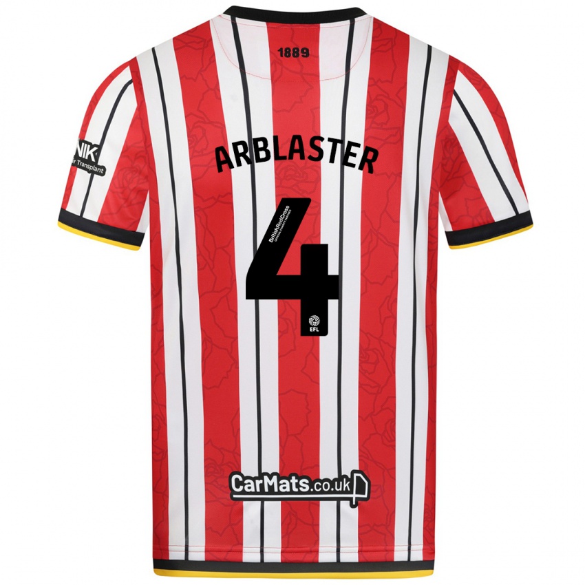 Hombre Camiseta Oliver Arblaster #4 Rojo Blanco Rayas 1ª Equipación 2024/25 La Camisa Argentina